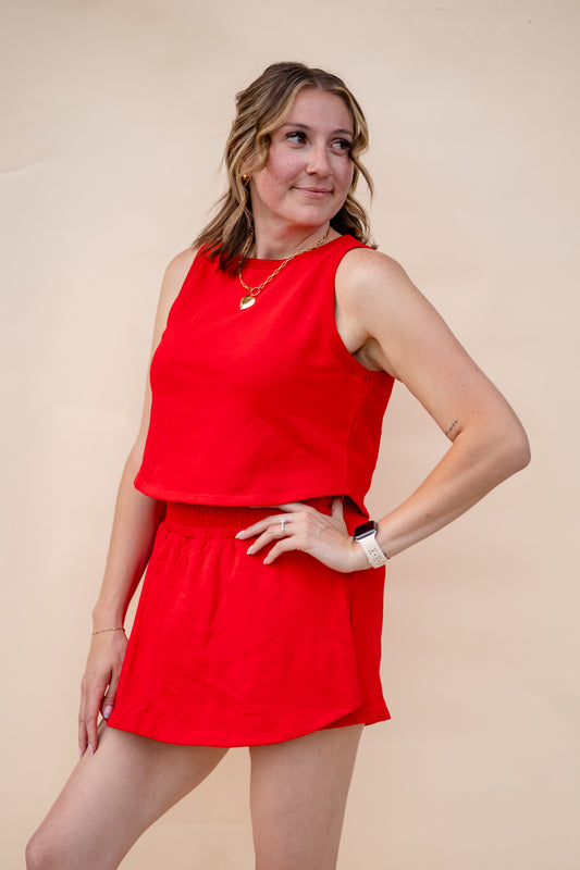 Red Skort Set