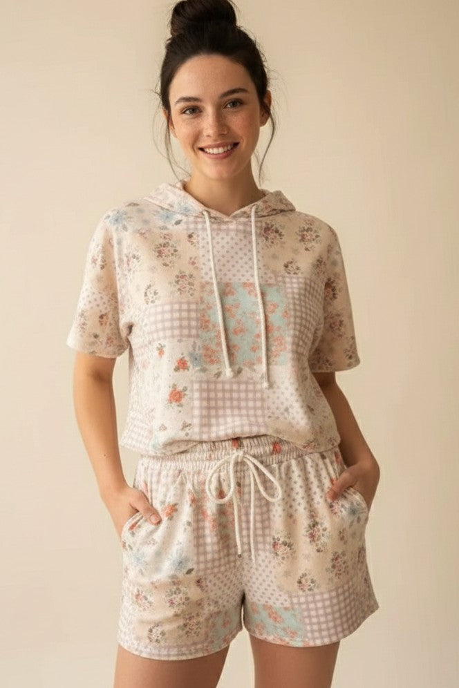 Patchwork Hooded Set
