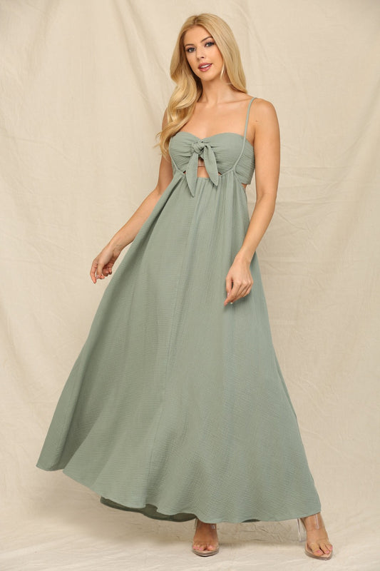 Pleated Olive Bandeau And Skirt Set