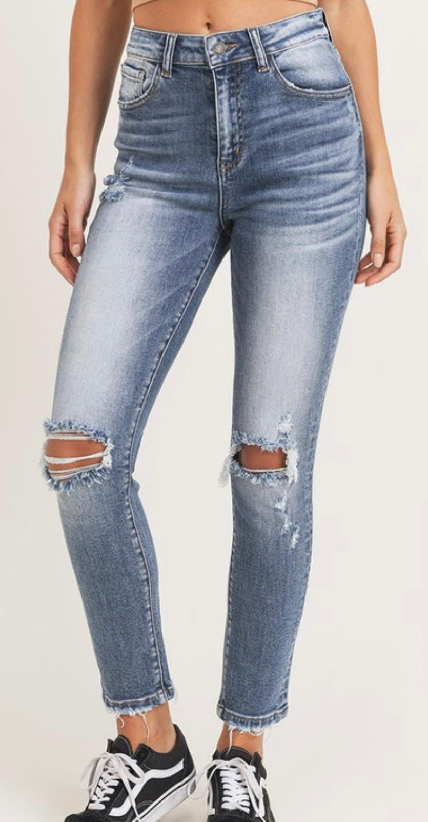 High Rise Vintage Wash Skinny Jeans