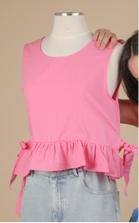 Pink Side Tie Babydoll Tank