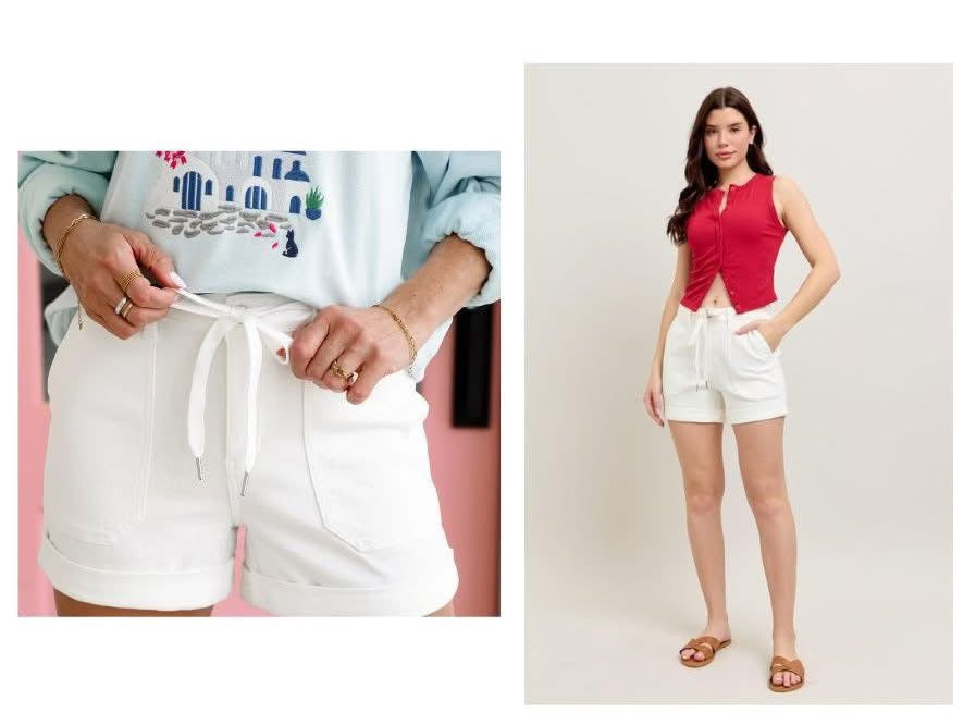 White Judy Blue Shorts