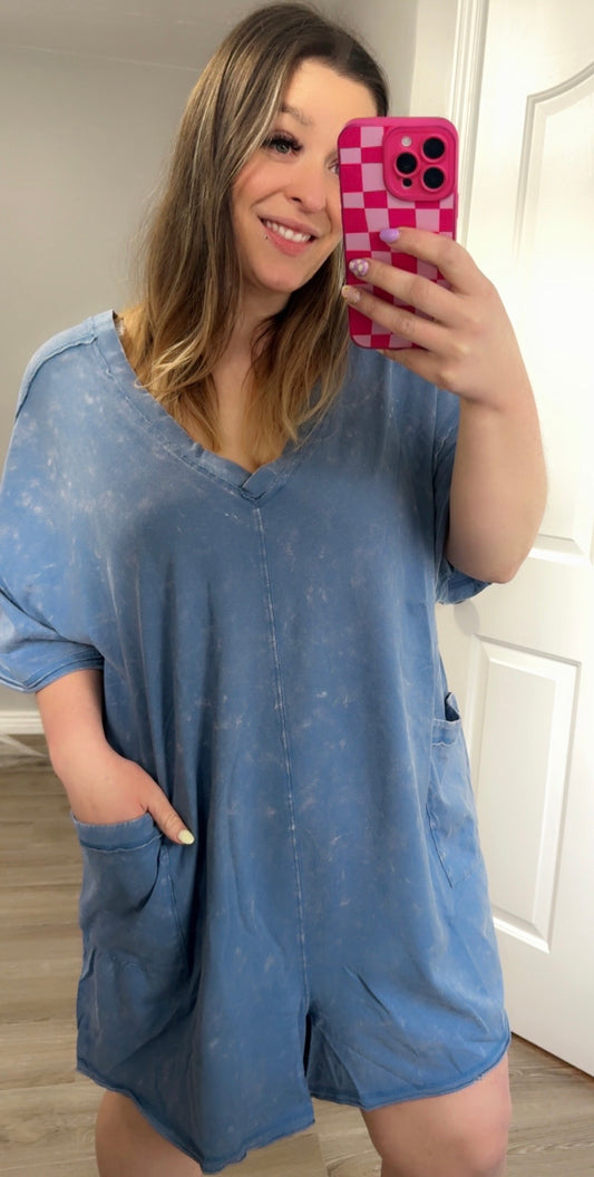 Denim Knit Romper