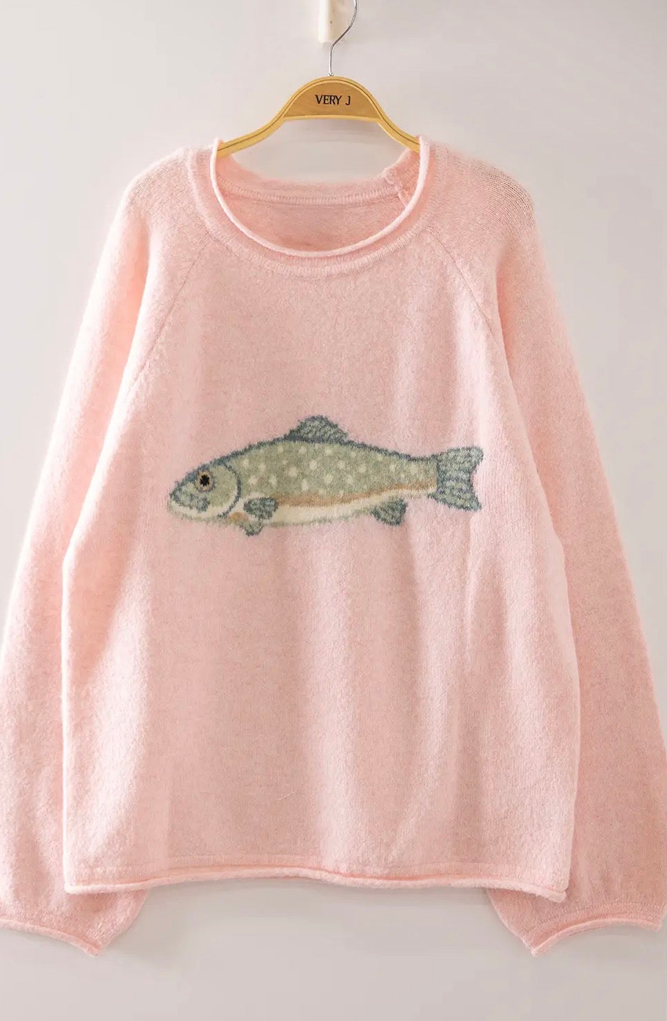 Cozy Pink Fish Intarsia