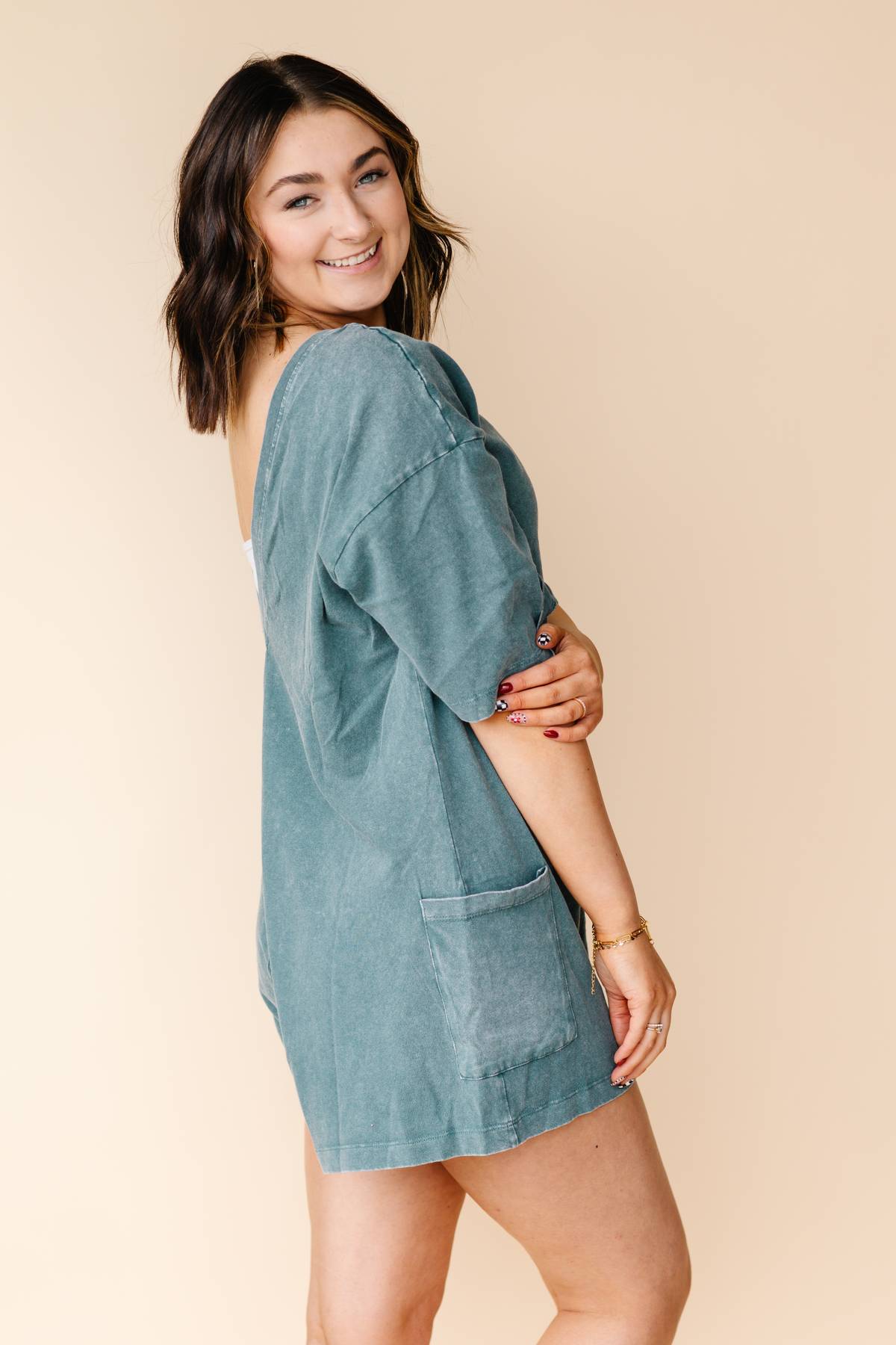 Teal Reversible Romper