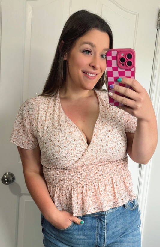 Tan Floral Blouse