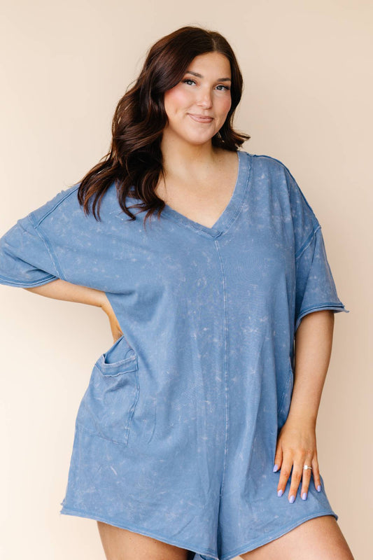 Denim Knit Romper