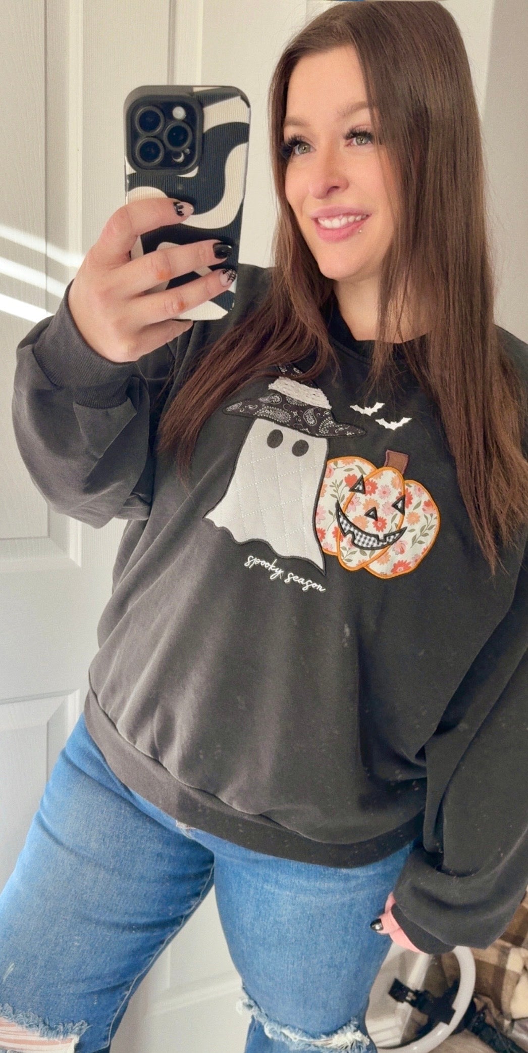 Patchwork Spooky Season Sweatshirt