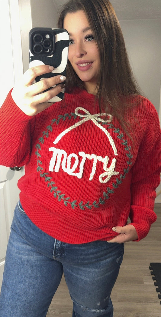 Merry Christmas Wreath Sweater