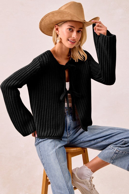 Open Knit Tie Sweater