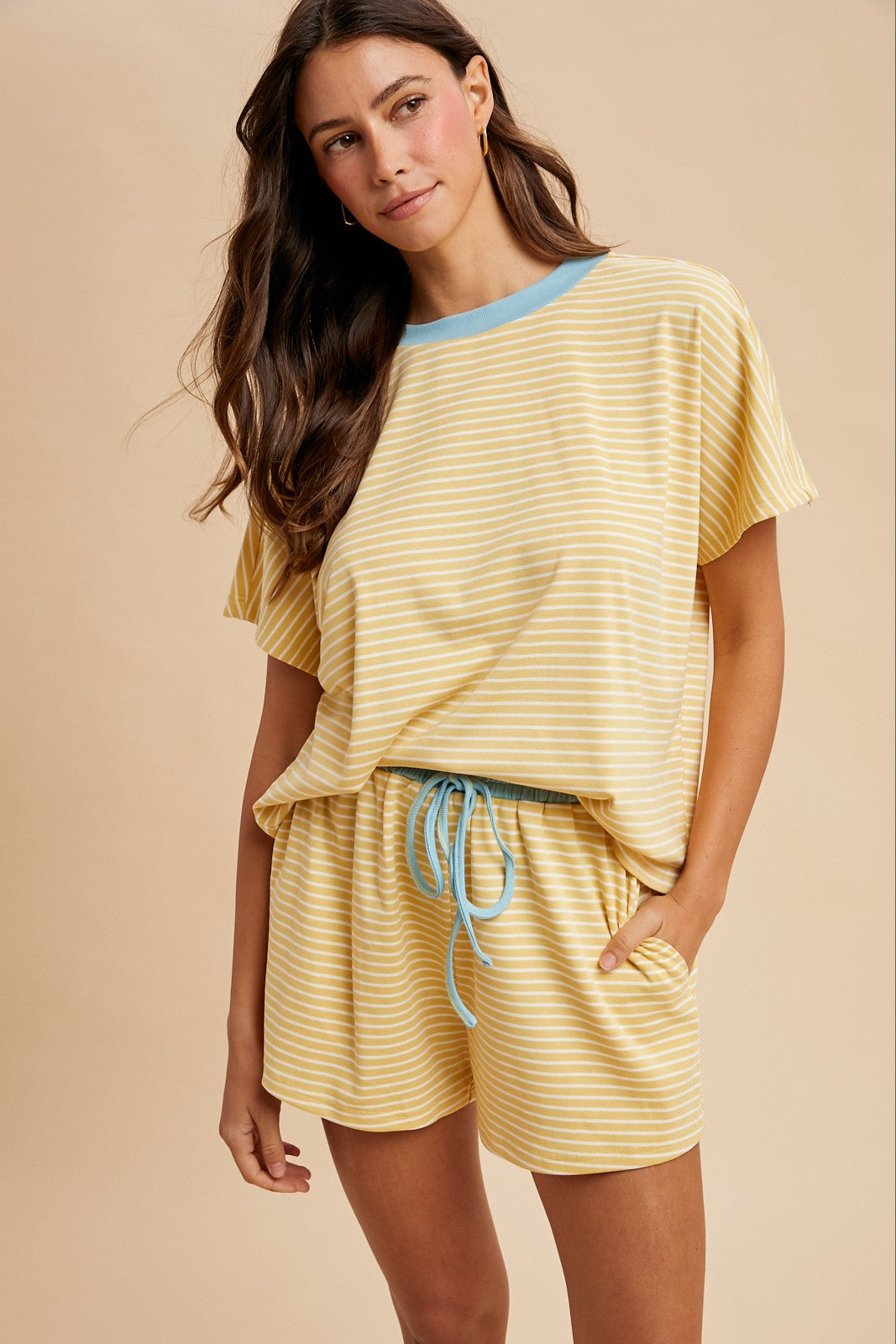 Butter Striped Short Set
