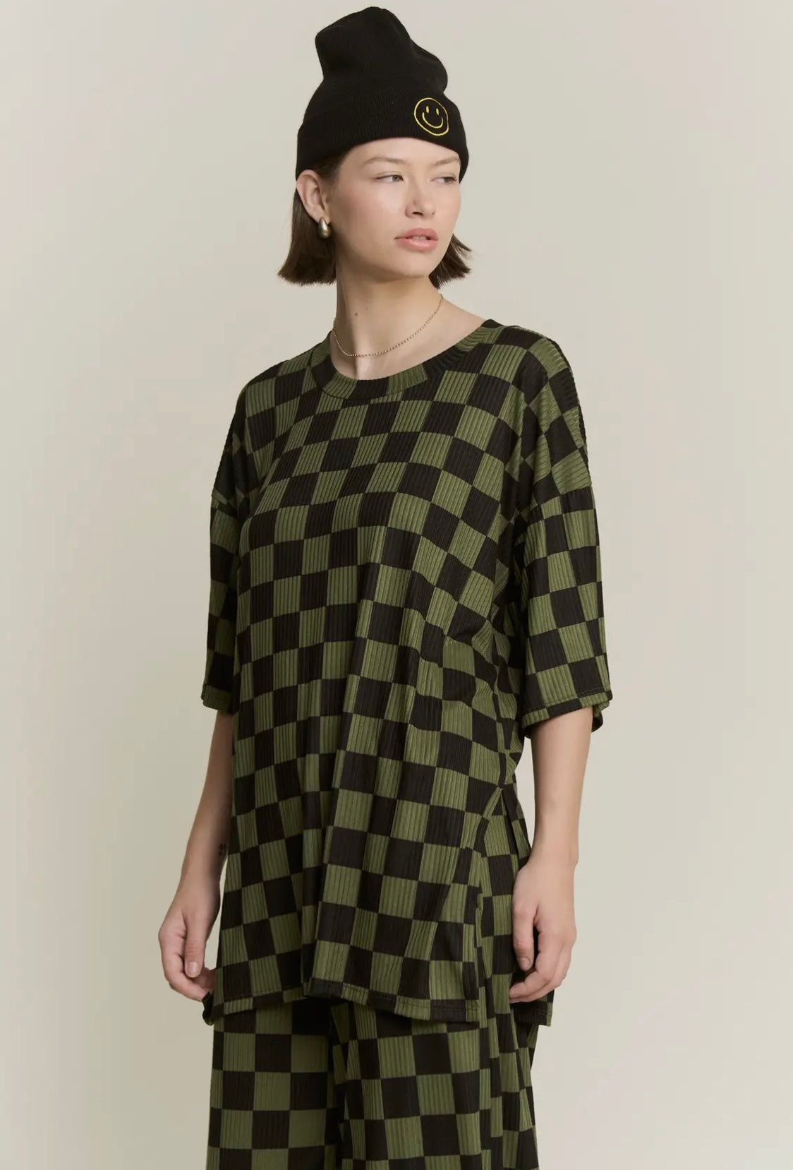 Olive And Black Checkered Set