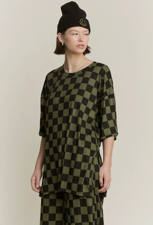 Olive And Black Checkered Set