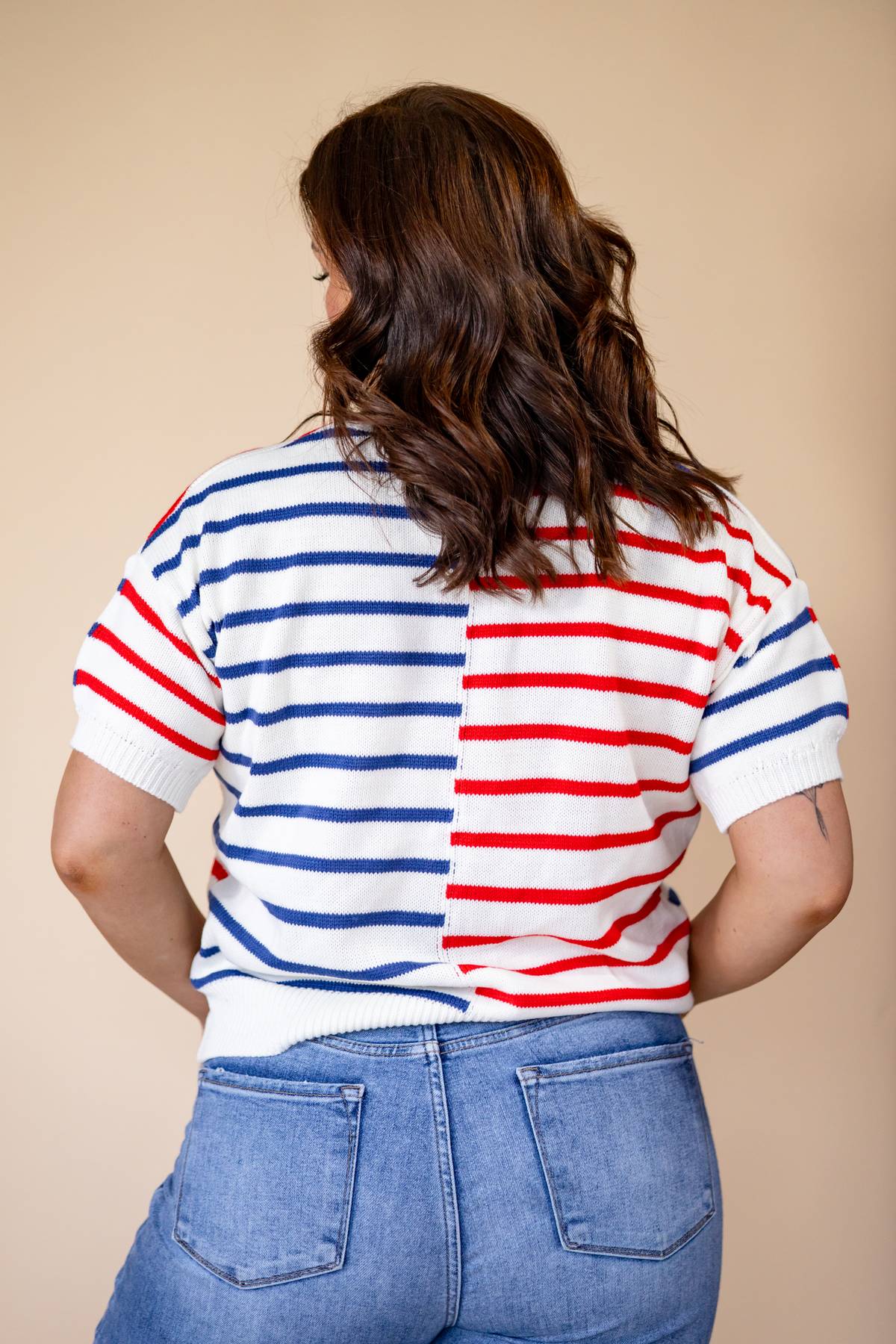 Red White And Blue Sweater Top