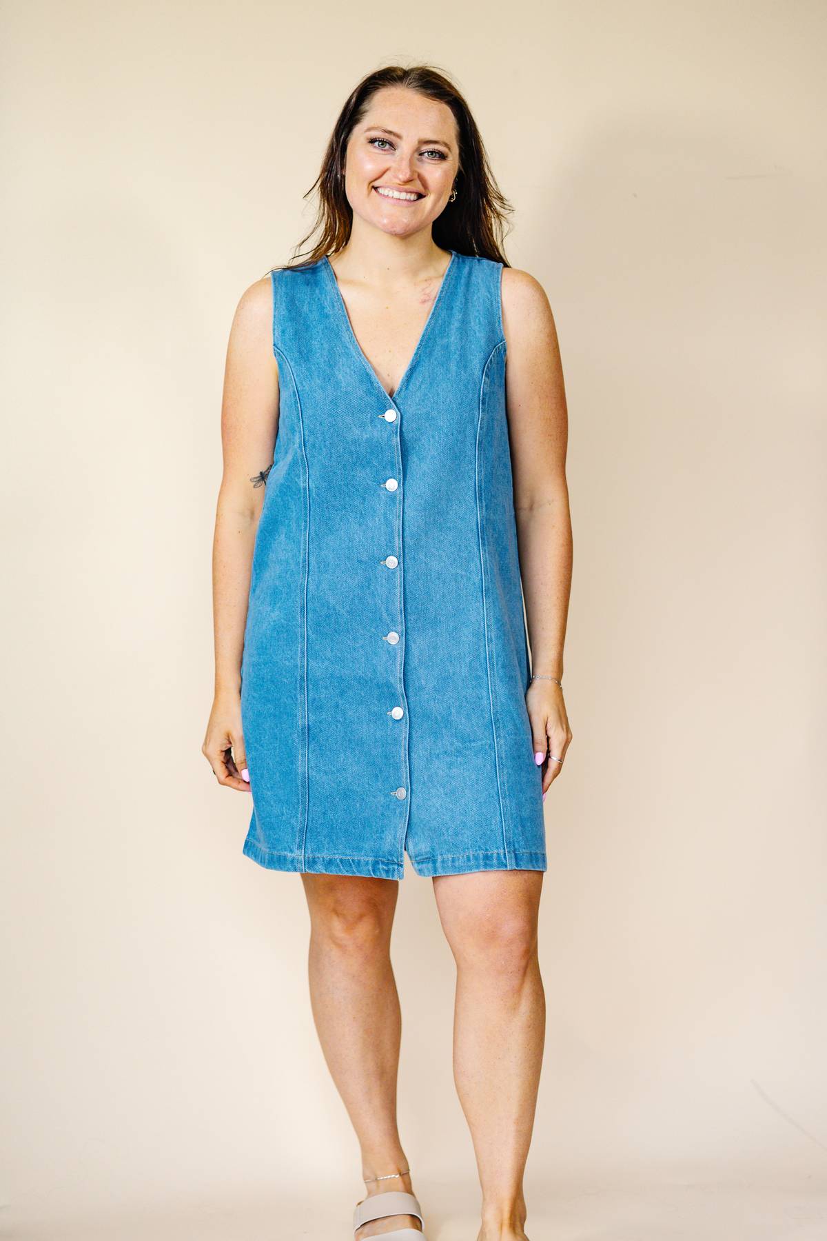 Denim Button Dress