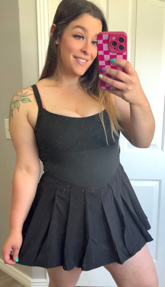 Black Activewear Dress With Shorts