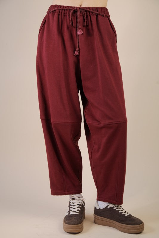 Burgundy Barrel Pants