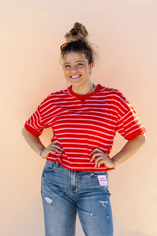 Red And Pink Striped Shirt