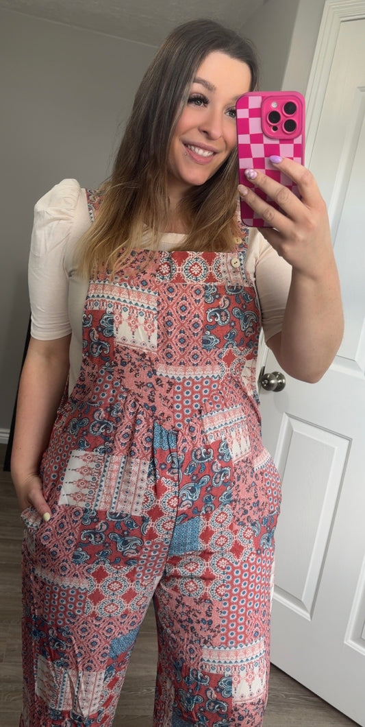 Marsala Patchwork Overalls