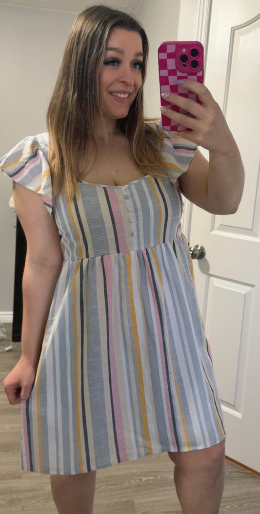 Rainbow Striped Dress