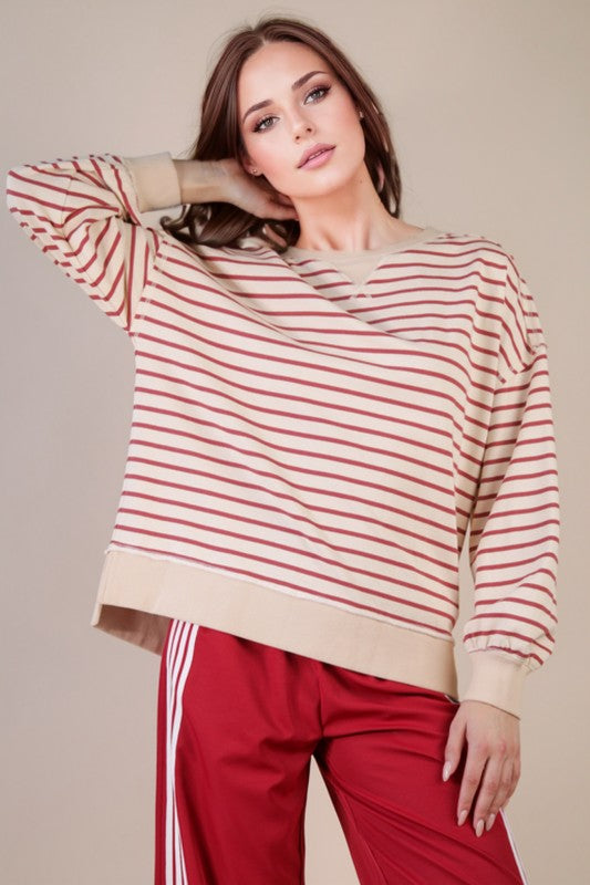 Brick Striped Oversized Knit Top