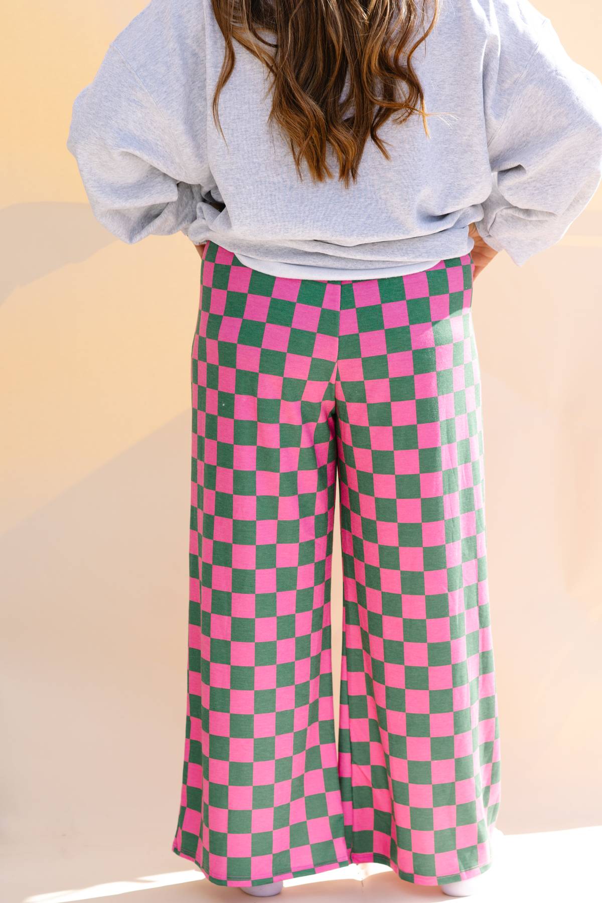 Hot Pink & Green Checkered Pants