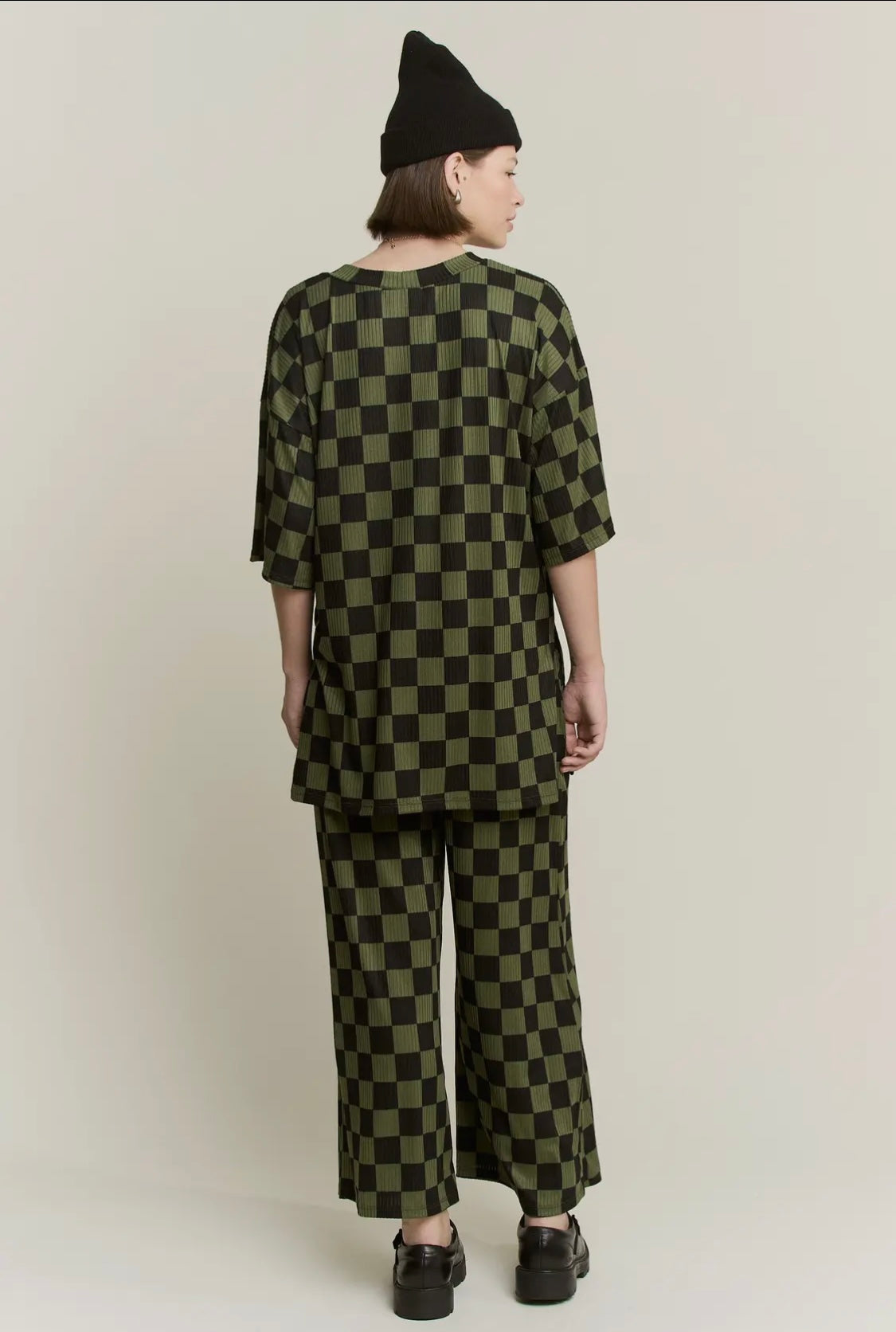 Olive And Black Checkered Set