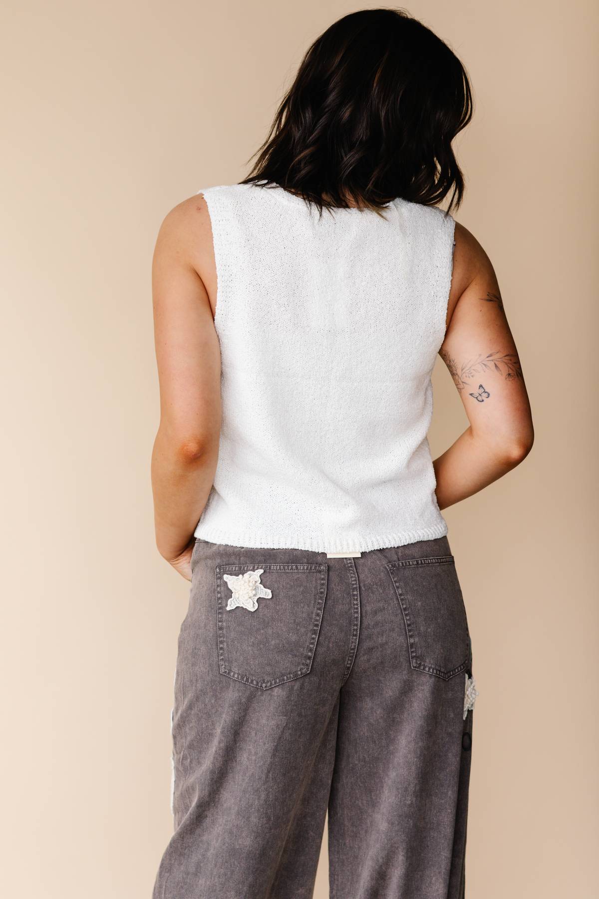 Charcoal Crochet Patch Pants
