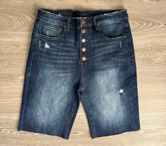 Dark Button Fly Bermudas