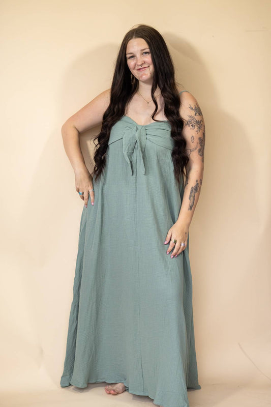 Pleated Olive Bandeau And Skirt Set