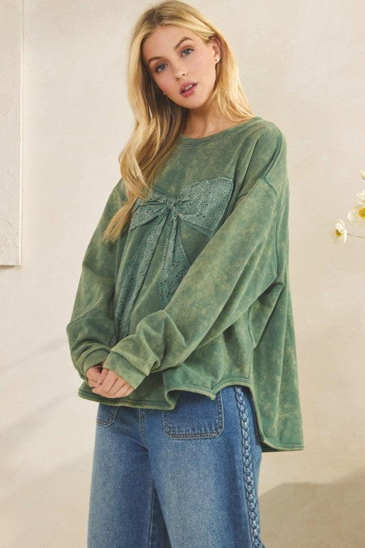 Green Whimsy Bow Sweatshirt