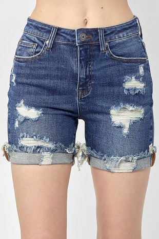 Dark Distressed Cuffed Short