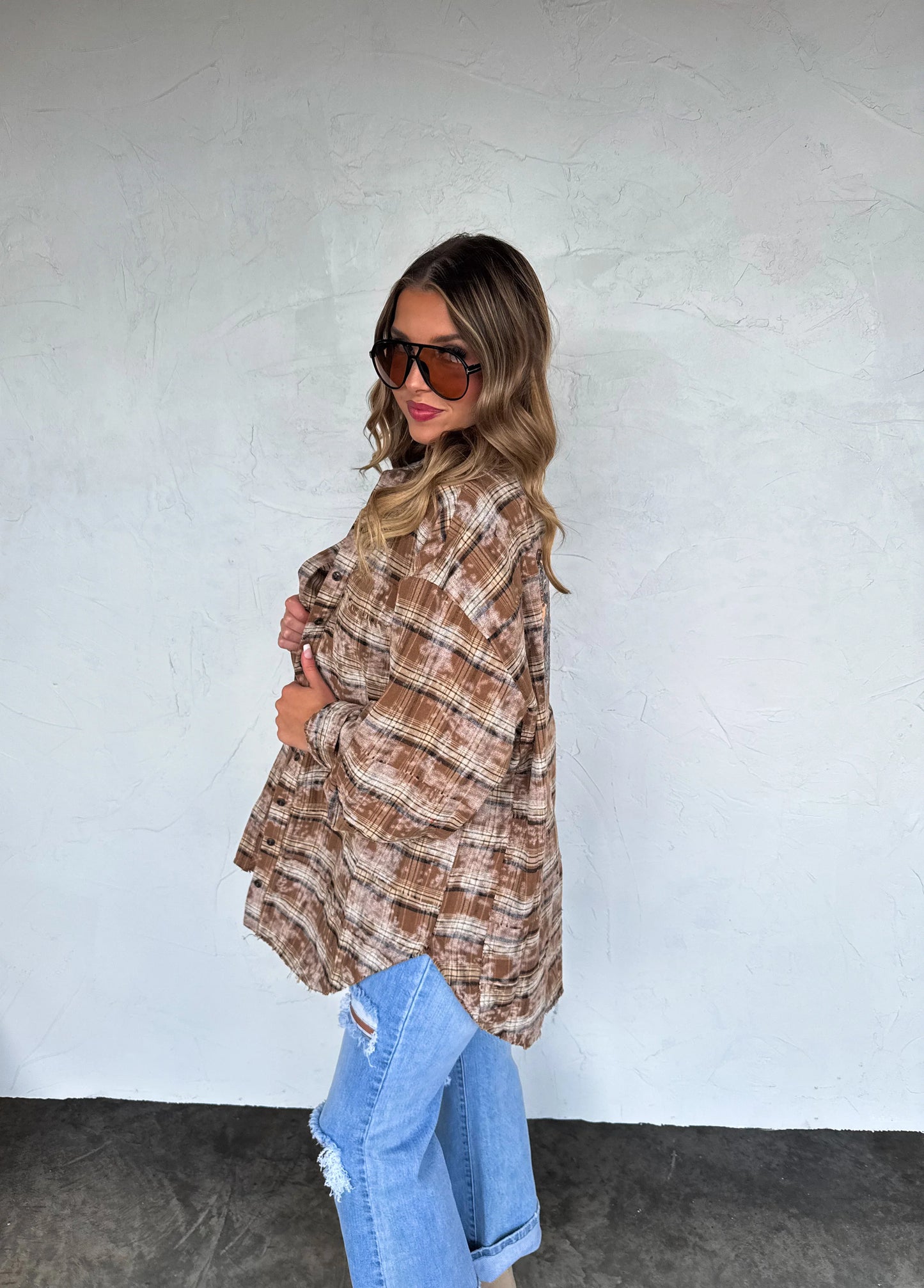 Blakeley Juniper Bleached Plaid Bow Top