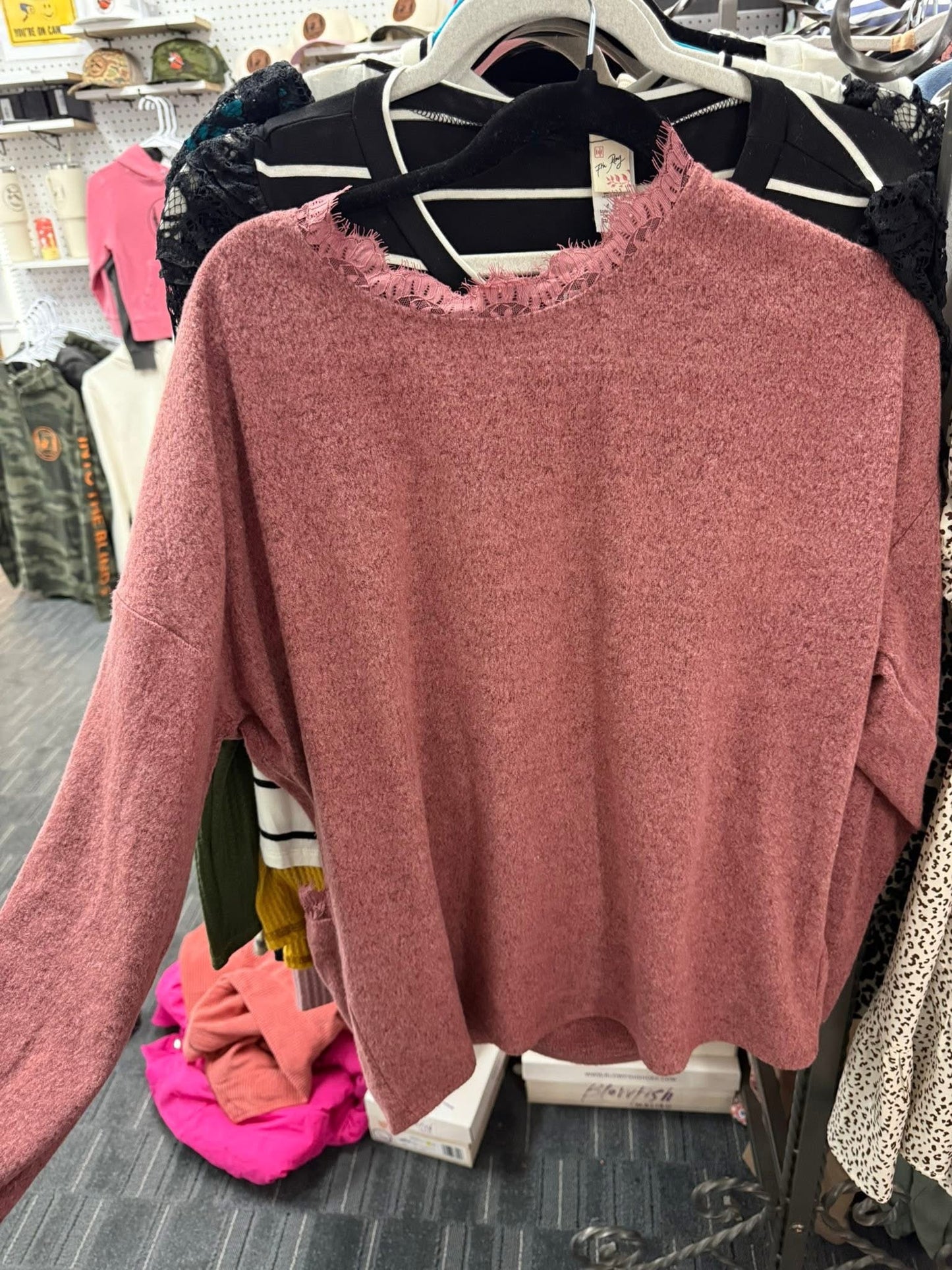Marsala Open Lace Back Top