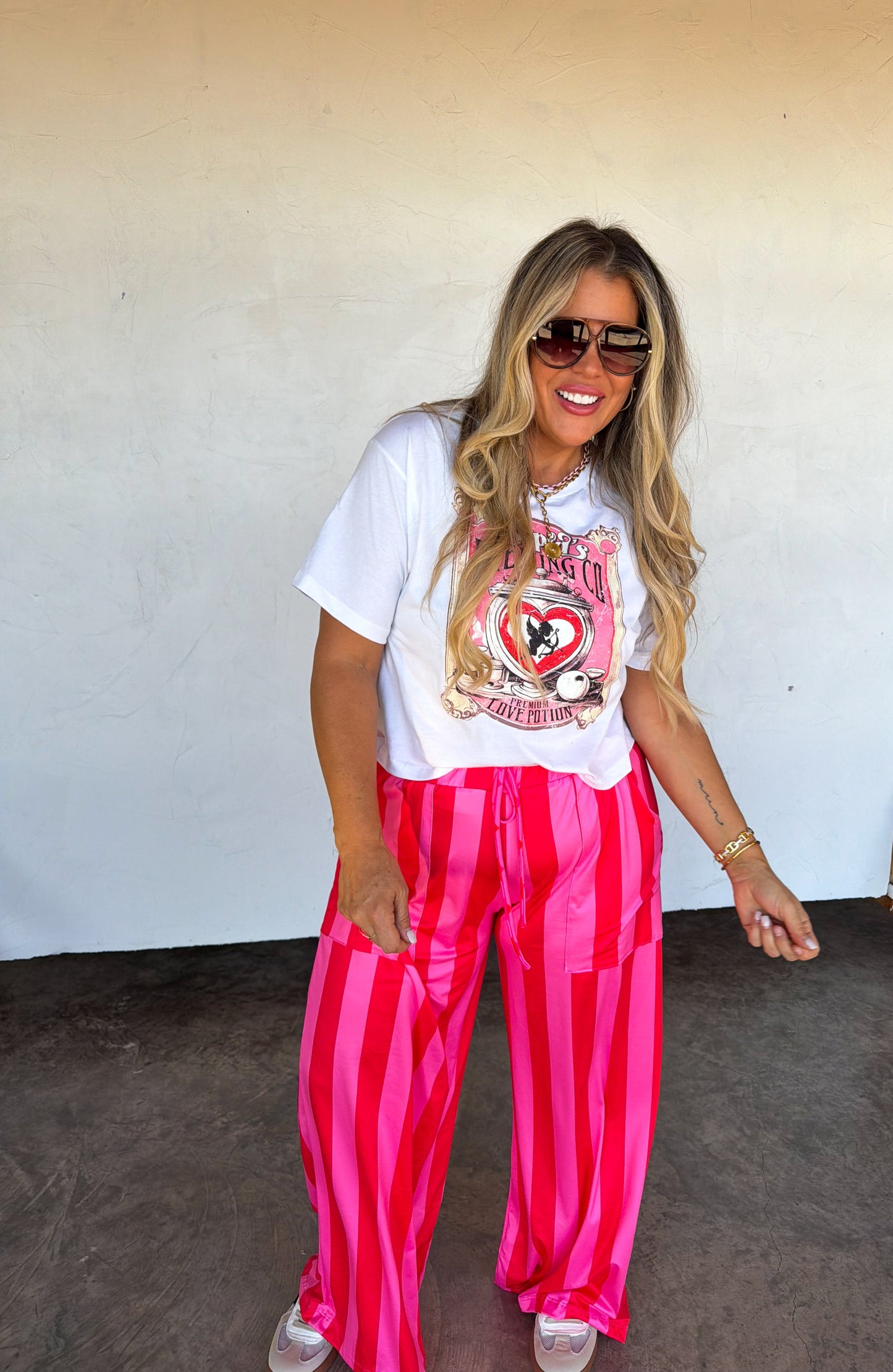 Blakeley Pink & Red Stripped Haddie Pants