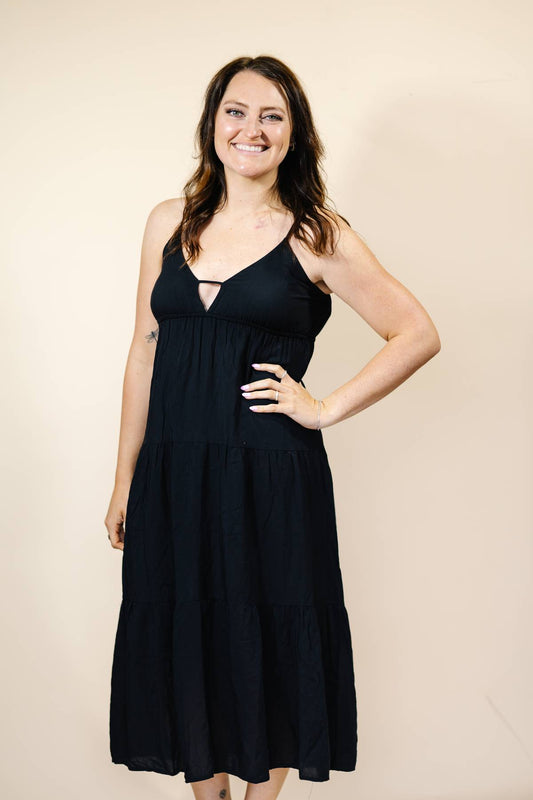 Black Sweetheart Midi Dress