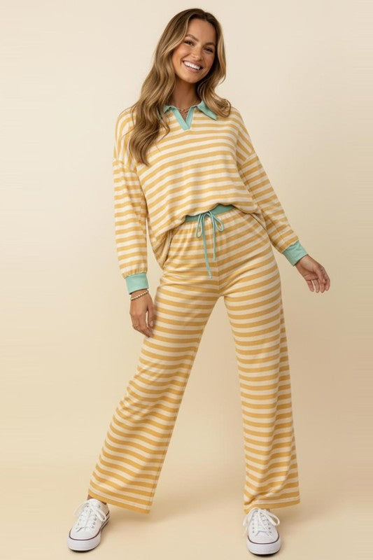Yellow And Mint Striped Set