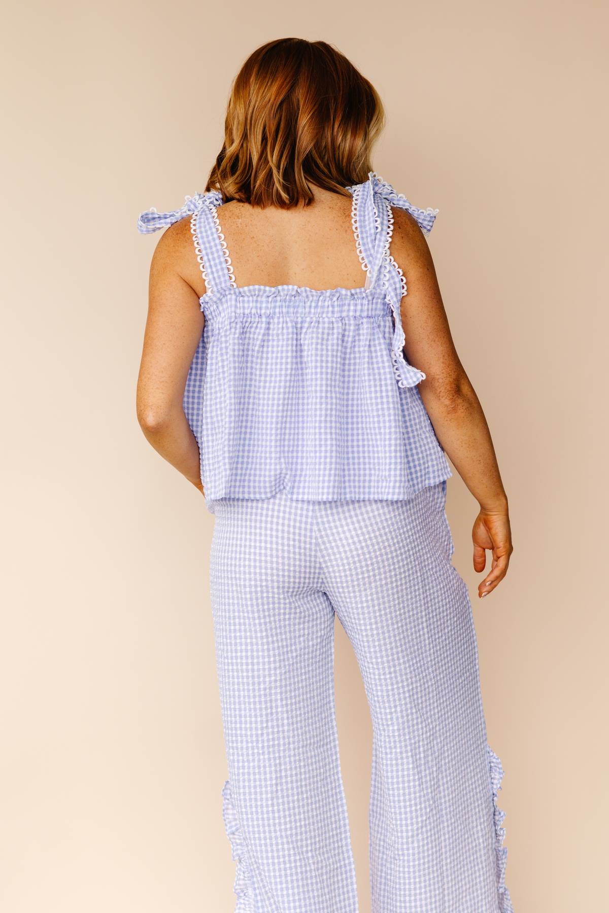 Blue Gingham Lace Set