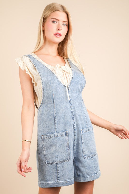 Washed Denim Romper