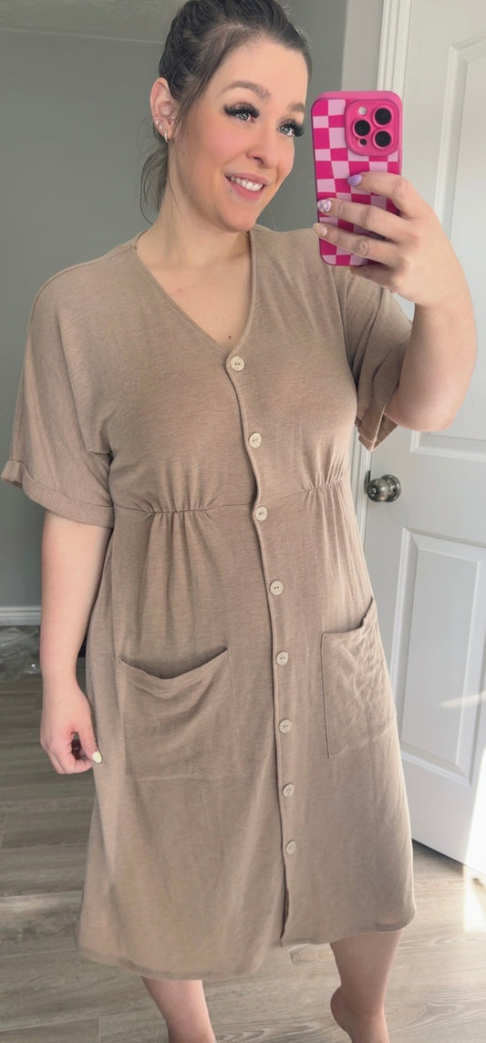 Brown Button Dress