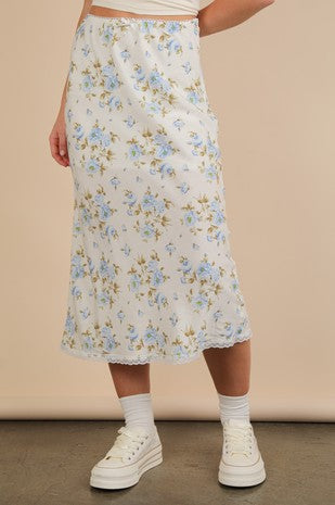 Floral Lace Midi Skirt