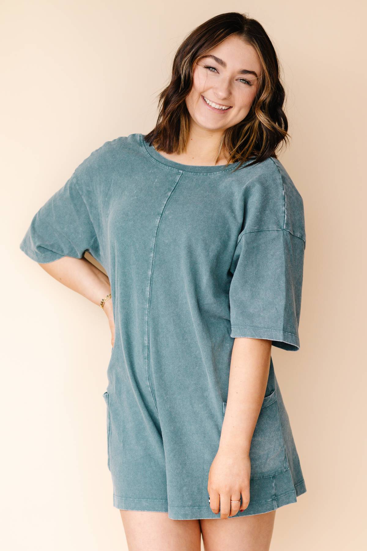Teal Reversible Romper