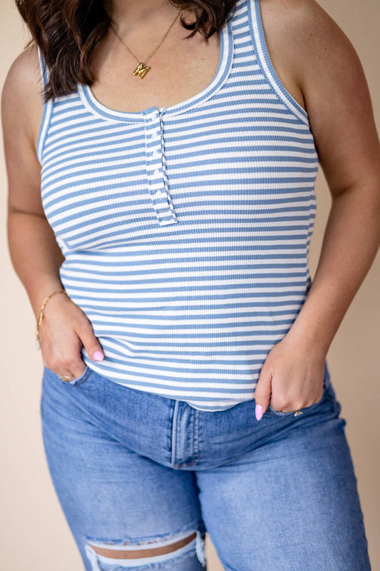 Sky Blue Striped Tank Top