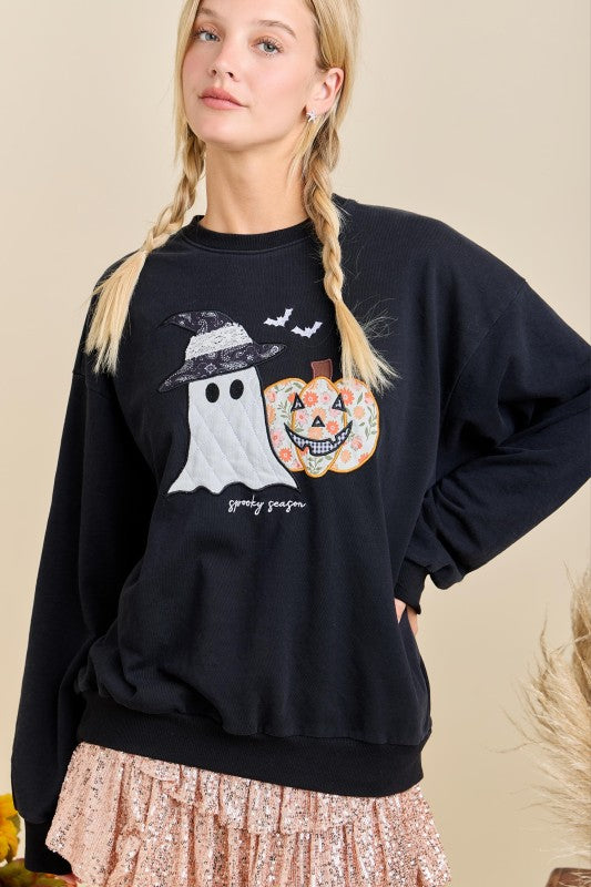 Patchwork Spooky Season Sweatshirt
