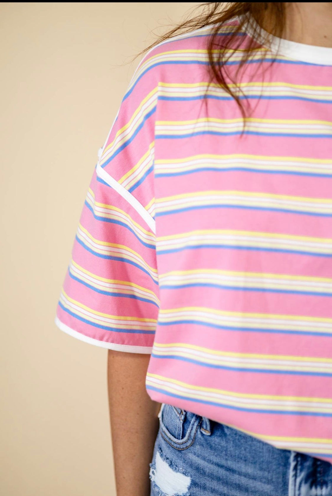 Striped Pink Oversized Tee