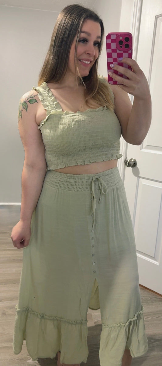 Sage Two Piece Skirt Set