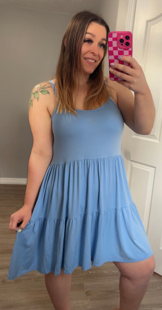 Blue Tie Back Dress