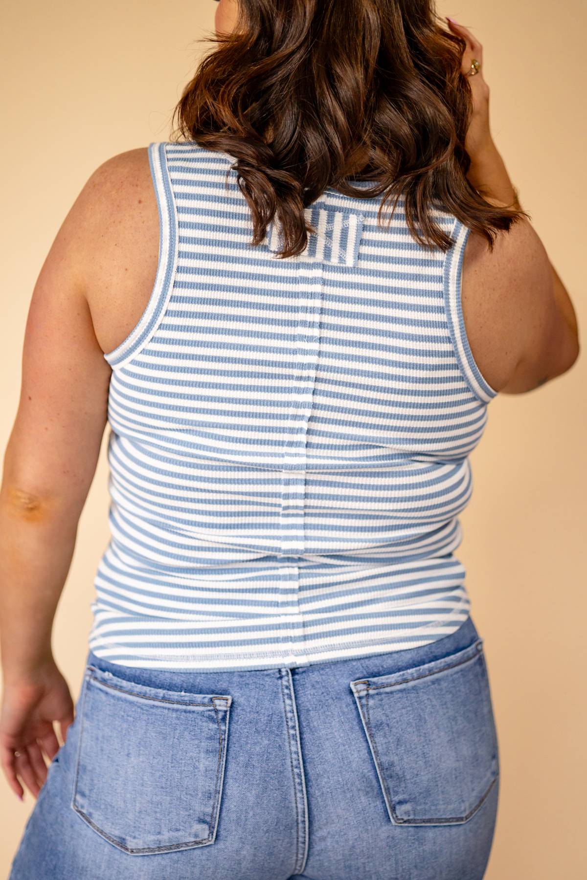 Sky Blue Striped Tank Top