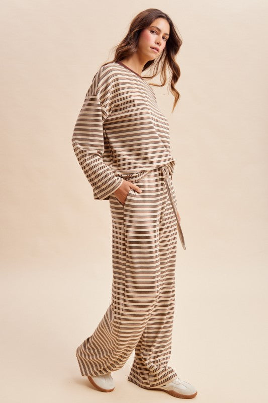 Warm Latte Striped Lounge Set