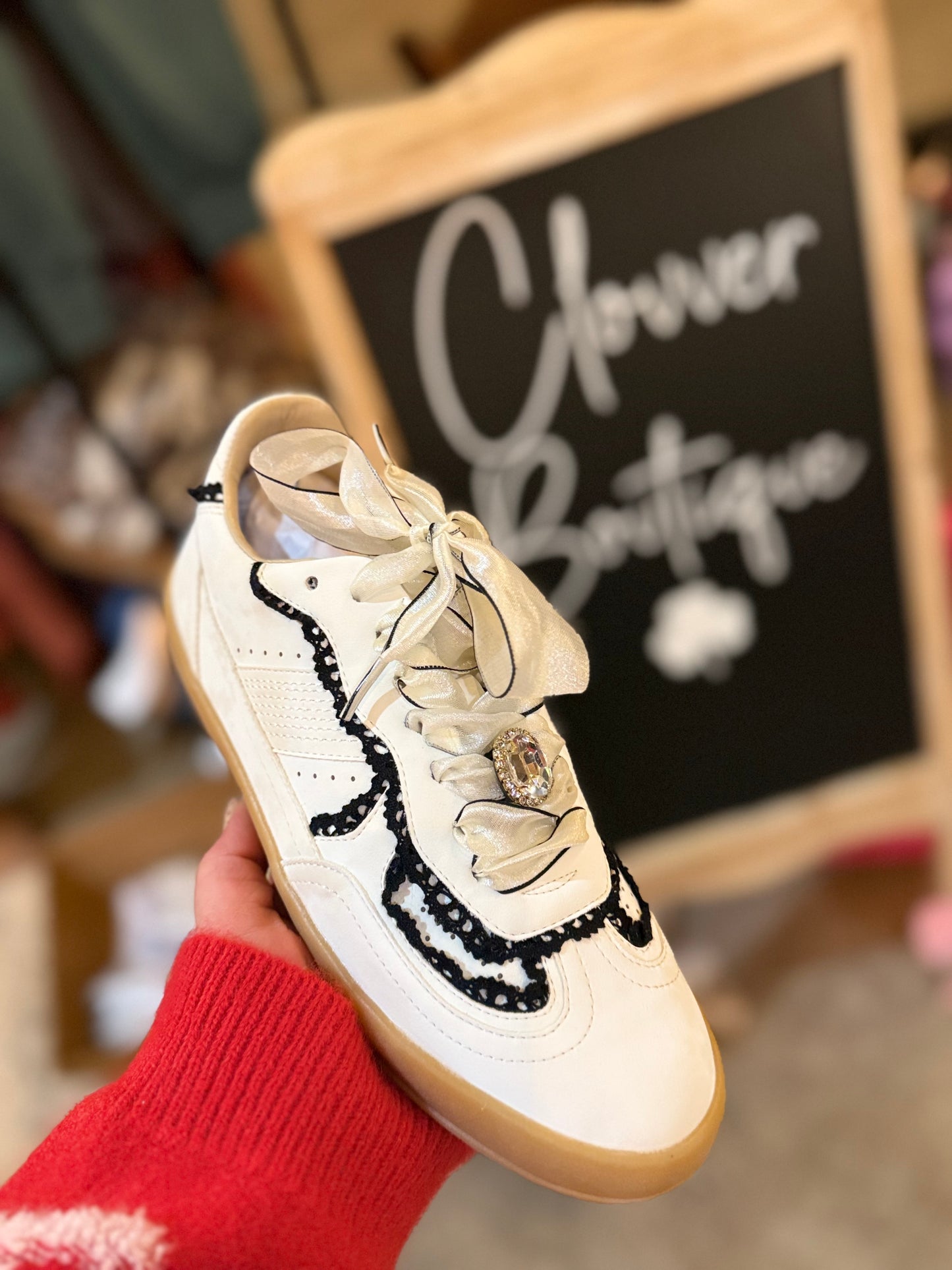 Eleanor White & Black Lace MiiM Sneakers